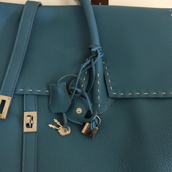 NWT Nagatani Made in Japan Large Tote w/Dust bag Blue Leather - Picture 14 of 16